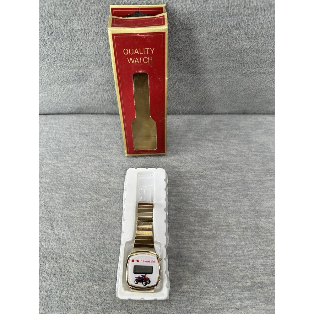Vintage Kawasaki Advertising Gold Tone Quality Digital Mechanical Analog Watch